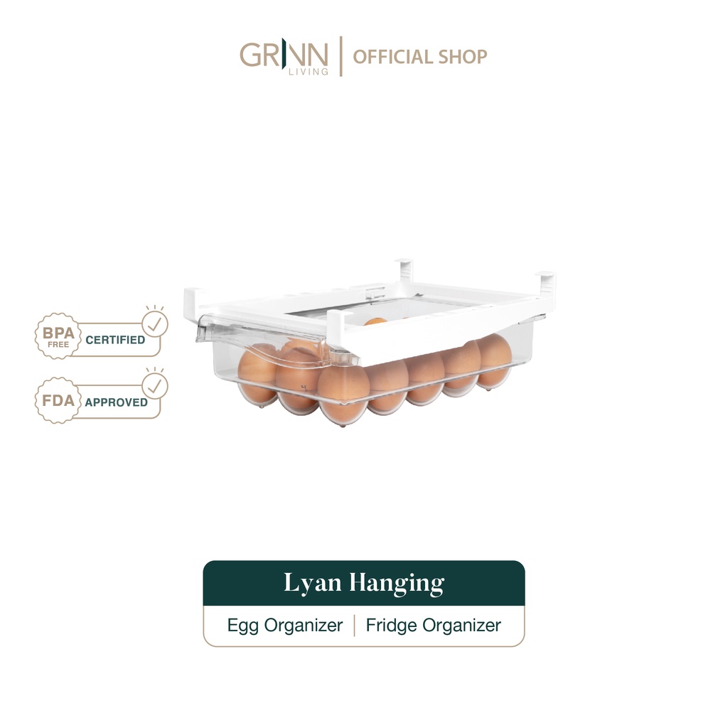 GRINN LIVING Lyan Box / Kotak Penyimpanan Makanan / Cemilan / Tempat Telur Kulkas / Fridge Gantung Aesthetic