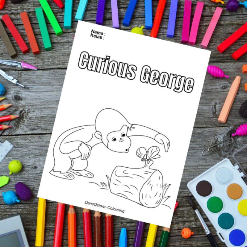 

Kertas Mewarnai Anak Tema Curious George / Kertas Gambar (10 Lembar Gambar)