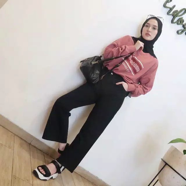 Kulot Jeans Wanita Warna Hitam Putih