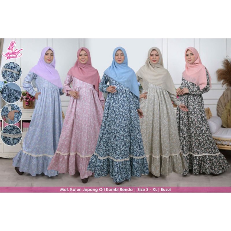 indah collection gamis katun jepang ori