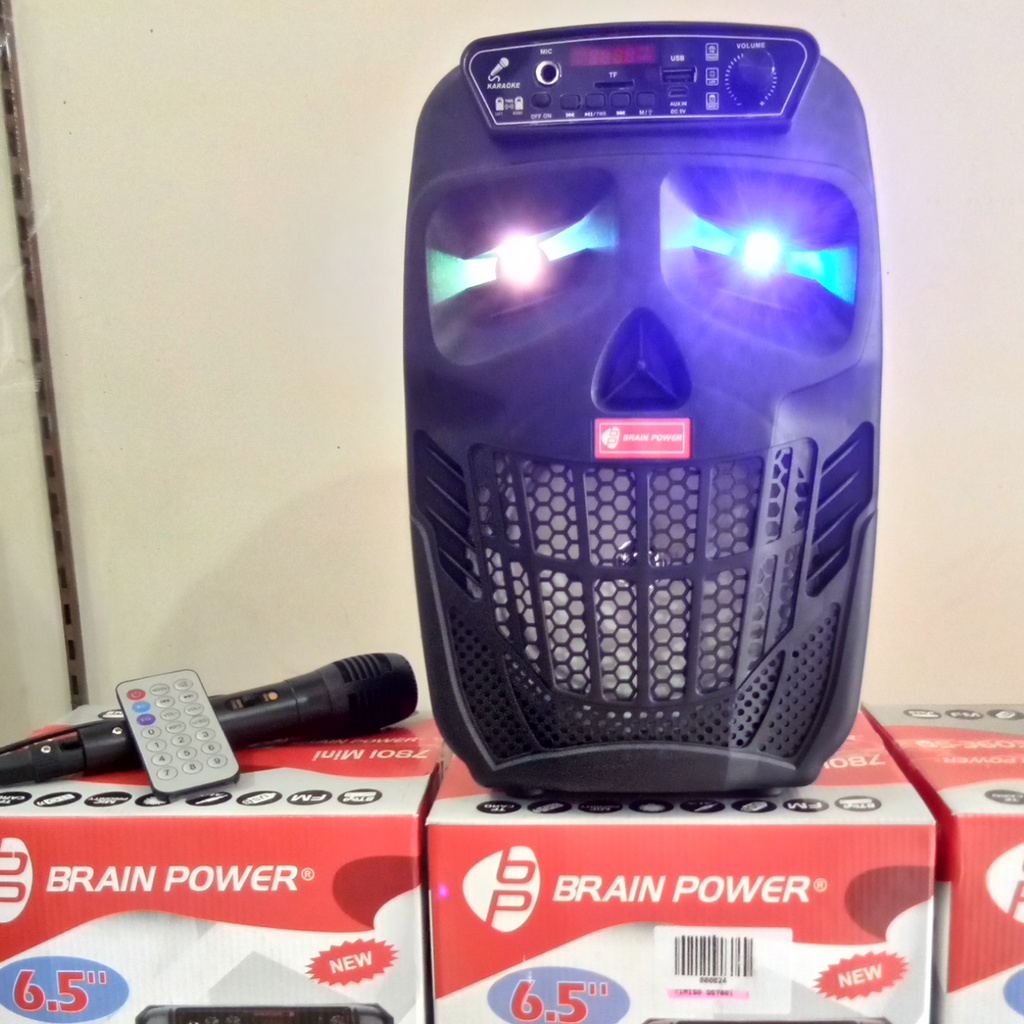 Speaker Karaoke BRAIN POWER Uk 6,5&quot; model Tengkorak QS-7801 - Speaker Bluetooth