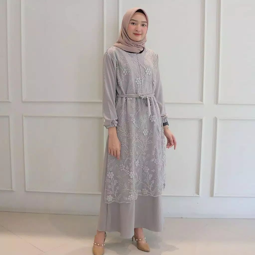 [NEW DRESS] Alma Dress Mix - Brukat Bunga // Pakaian Muslim Wanita // Gamis Brukat Bunga