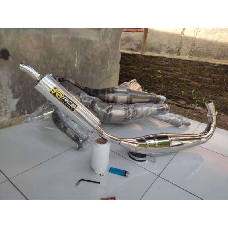 KNALPOT SATRIA 2TAK MODEL KOLONG FULL CHROME RCB