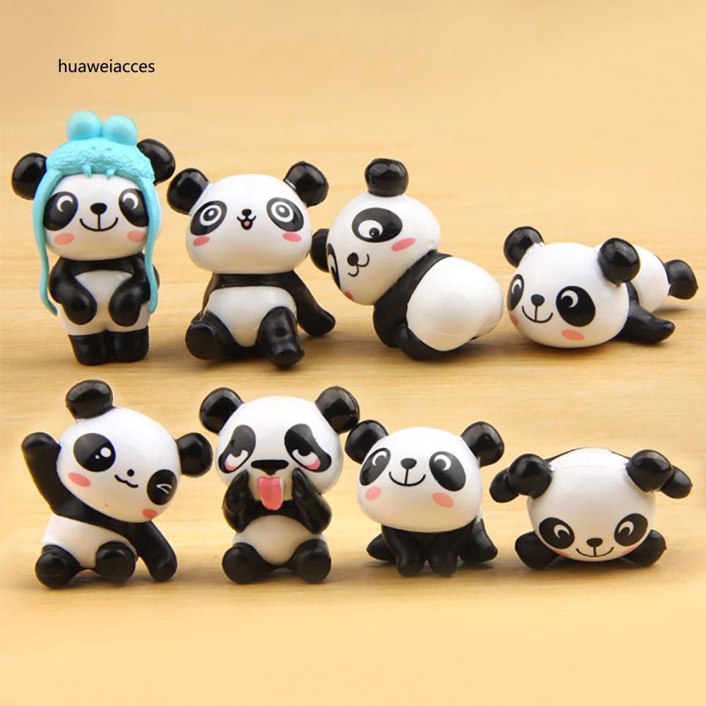 Hua 8pcs Set Miniatur Action Figure Kartun Panda Lucu Untuk Hua 8pcs Set Miniatur Action Figure Kartun Panda Lucu Untuk