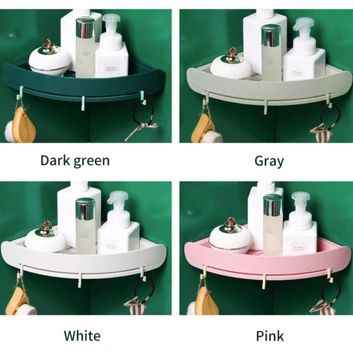 Rak Gantungan Sudut Dinding Kamar Mandi Serbaguna Corner Shelf - Putih