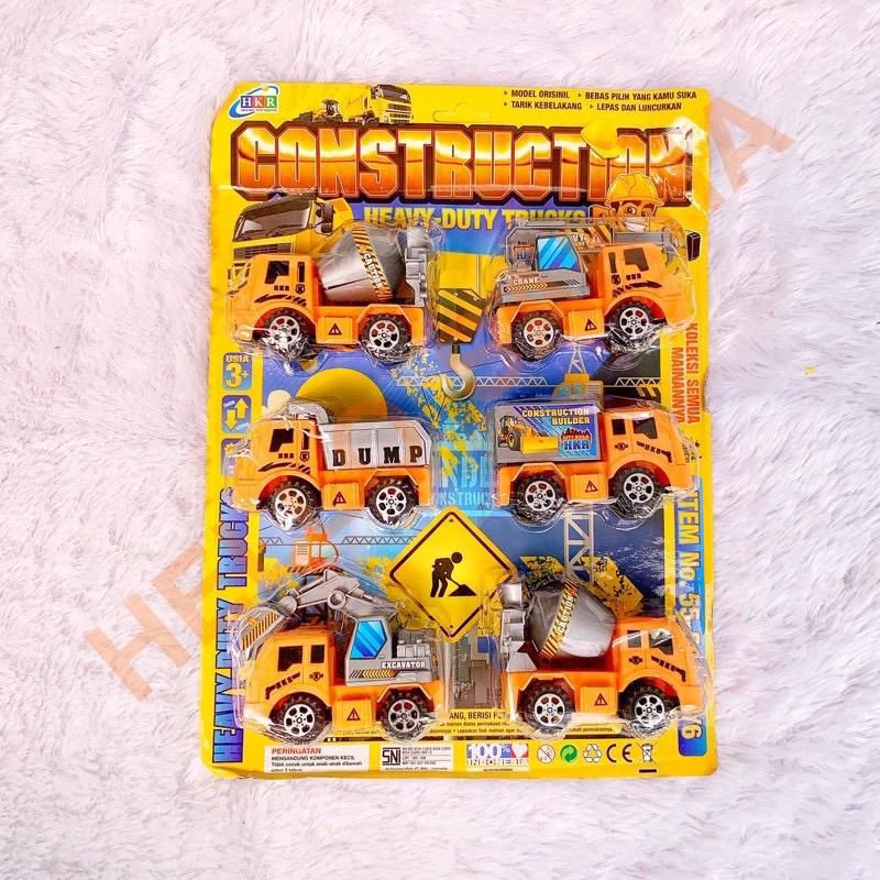 MAINAN TRUK CONSTRUCTION (BESAR) HEAVY DUTY TRUCKS ISI 6 / MOLEN BEKO BOX ALAT BERAT HKR 22-50018B/6