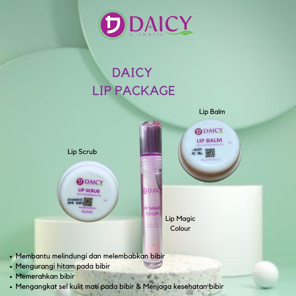 Daicy Lip Package / lip balm / Lip magic colour / Lip Scrub / BPOM