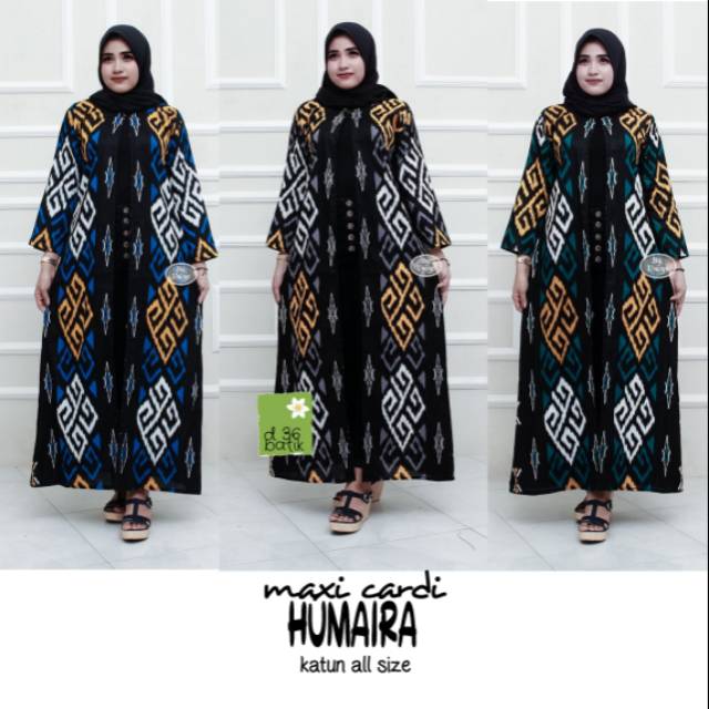 Maxi cardi humaira baju luar wanita muslim motif tenun