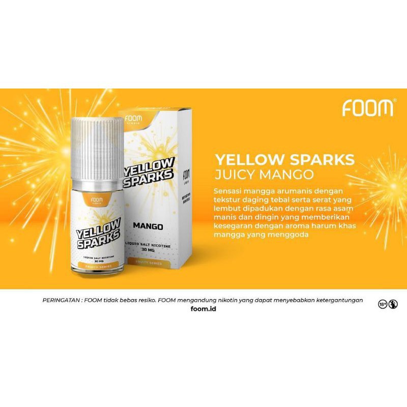 LIQUID FOOM YELLOW SPARKS MANGO 30MG AUTHENTIC FOOM 100%