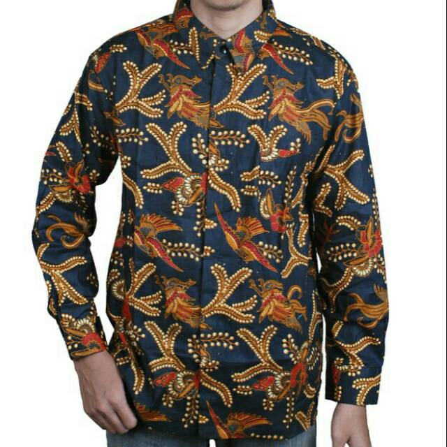Kemeja hem baju batik seragam kantor hitam akar