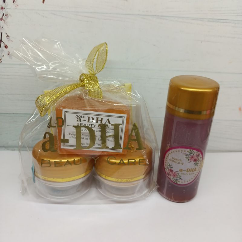 PAKET CREAM A DHA GOLD + TONER A DHA GOLD ORIGINAL