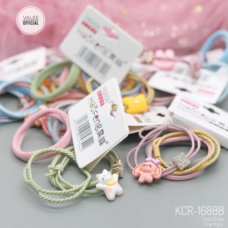 [3in1] Ikat Rambut Wanita Elastis Bahan Karet Aksesoris Fashion Gaya Korea Import