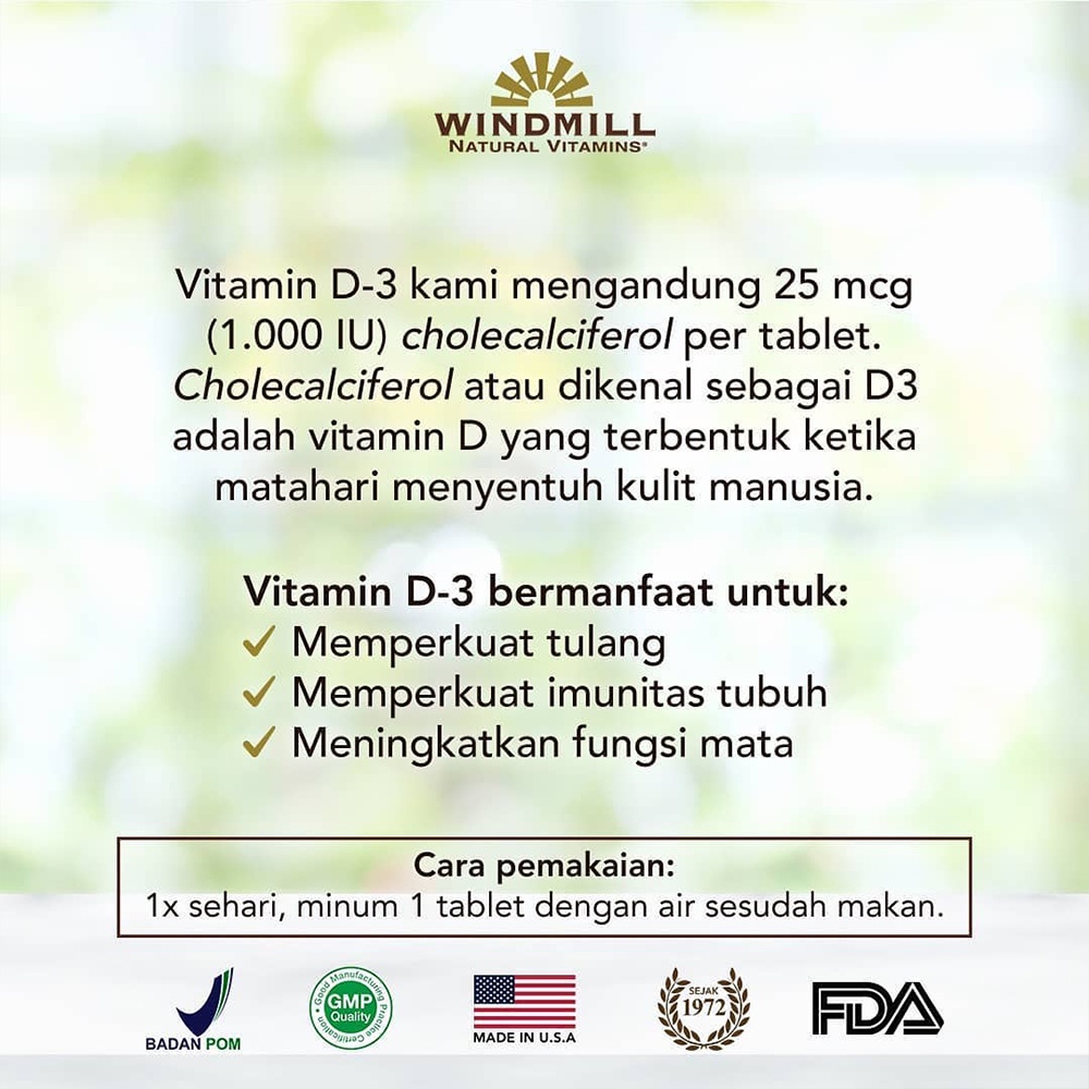 WINDMILL Vitamin D3 25MCG 1000 IU - Wind mill Vit D3