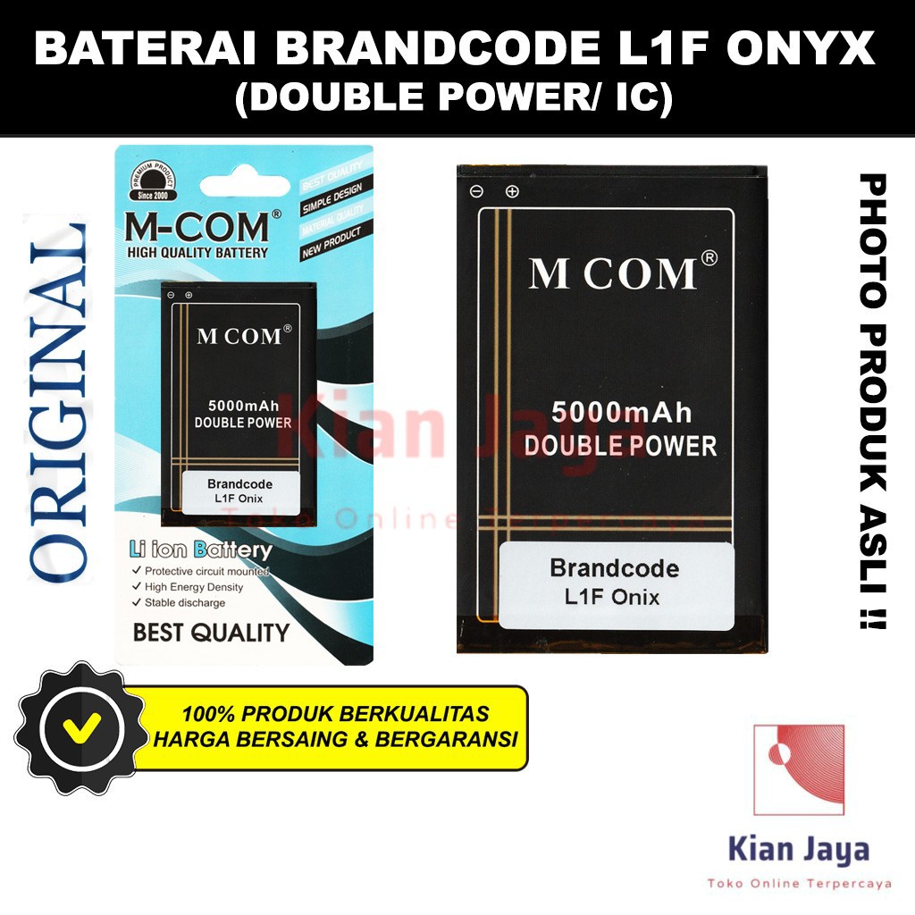 MCOM Baterai Hp Brandcode L1F Onyx Original Double Power Batre Batrai Battery Ori