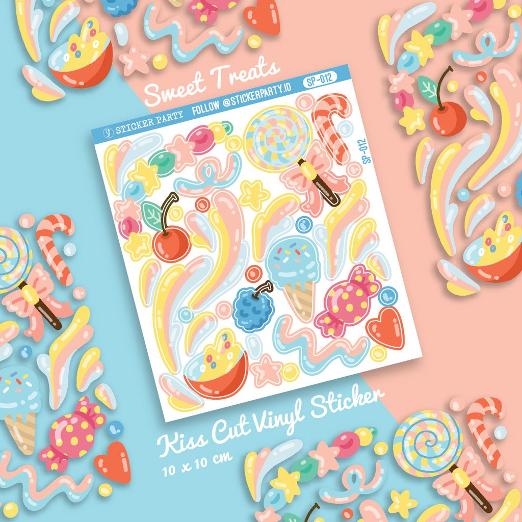

[Sticker Party] Stiker Sweet Treats Ice Cream Cute Deco Polco Polaroid Kpop Toploader KISS CUT SP012