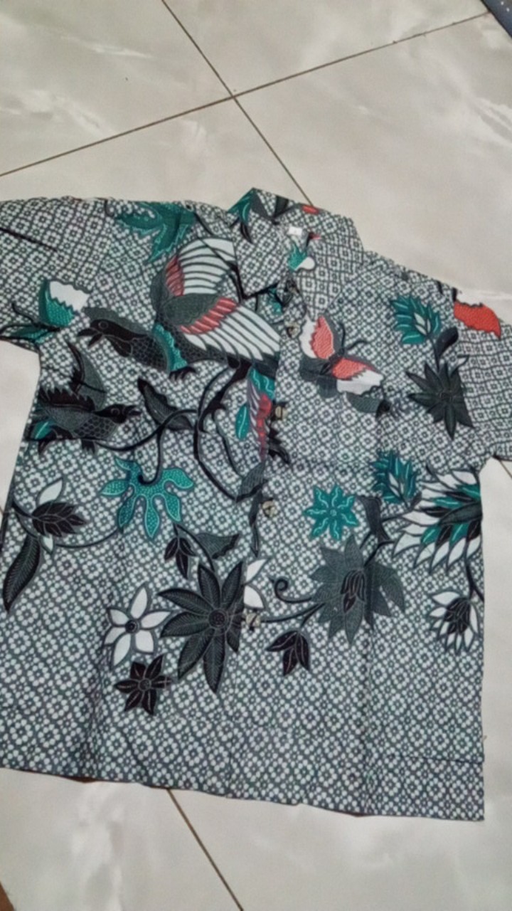 Baju Batik Couple Ayah Dan Anak Laki-laki Motif Kupu Tosca / Cod