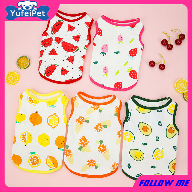 ★〓YUFeiPet〓★ Pet Dog Summer New Clothing Cute Thin Five-color Fruit Vest Casual Unisex Dogs Poodle Pug Dress Vest Shirt Dog Clothing T-shirt