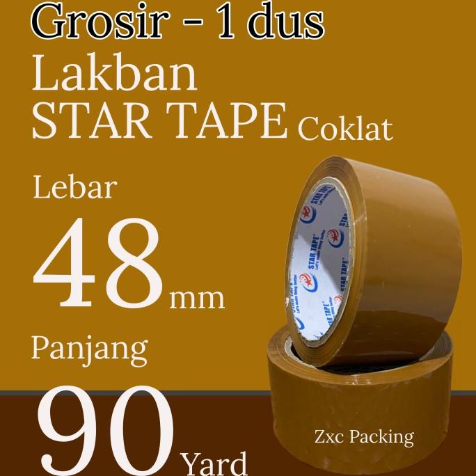 

(BISA COD) STAR TAPE Lakban 48MM x 90 Yard COKLAT 2 INCH 1 Dus isi 72 pcs KARGO OBRAL Kode 1206