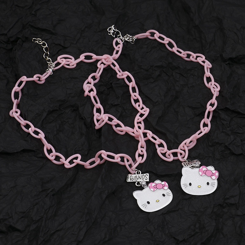 Retro 8090 pink chain kartun Hello Kitty Keren Bumi kalung Thunder hot girl in fashion wanita disco