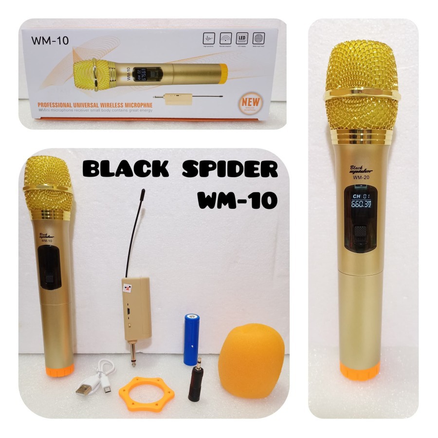 MIC WIRELESS HANDLE BLACK SPIDER WM 10 MICROPHONE PORTABLE