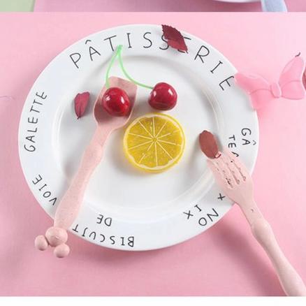 Diskon Mangkok Piring Makan Anak Bayi Set Lucu Karakter Free Sendok Dan Garpu - Pink