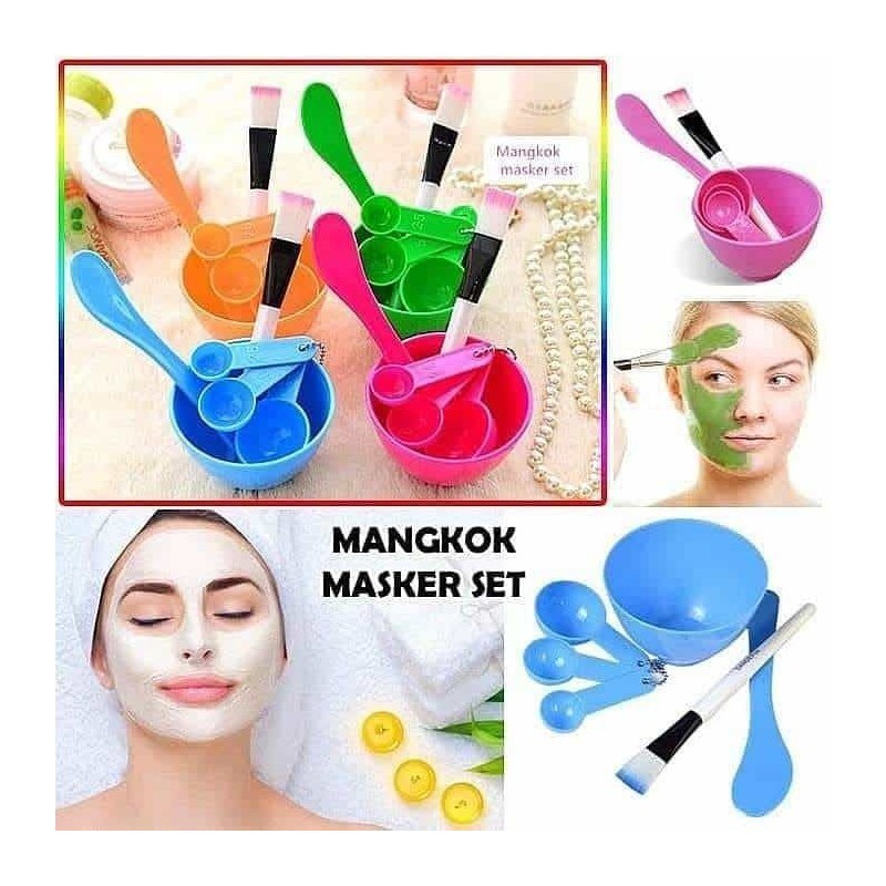 MANGKOK MASKER / MANGKUK MASKER SET / MANGKOK PLASTIK ( Kuas Masker + Mangkuk + Spatula + Sendok )