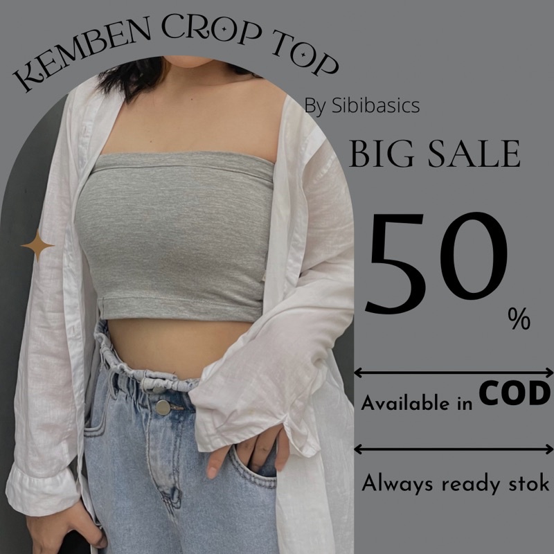 Tangtop kemben Crop tanpa tali / Tangtop crop kemben terbaru