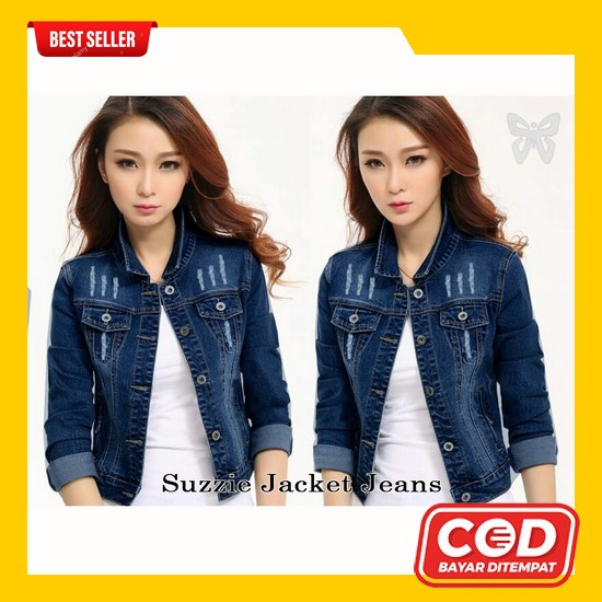 Jaket Jeans Cewek Jins Jacket Levis Kekinian Terbaru 2021 Wanita Uk949 Hopylovy - Jaket Jeans Wani