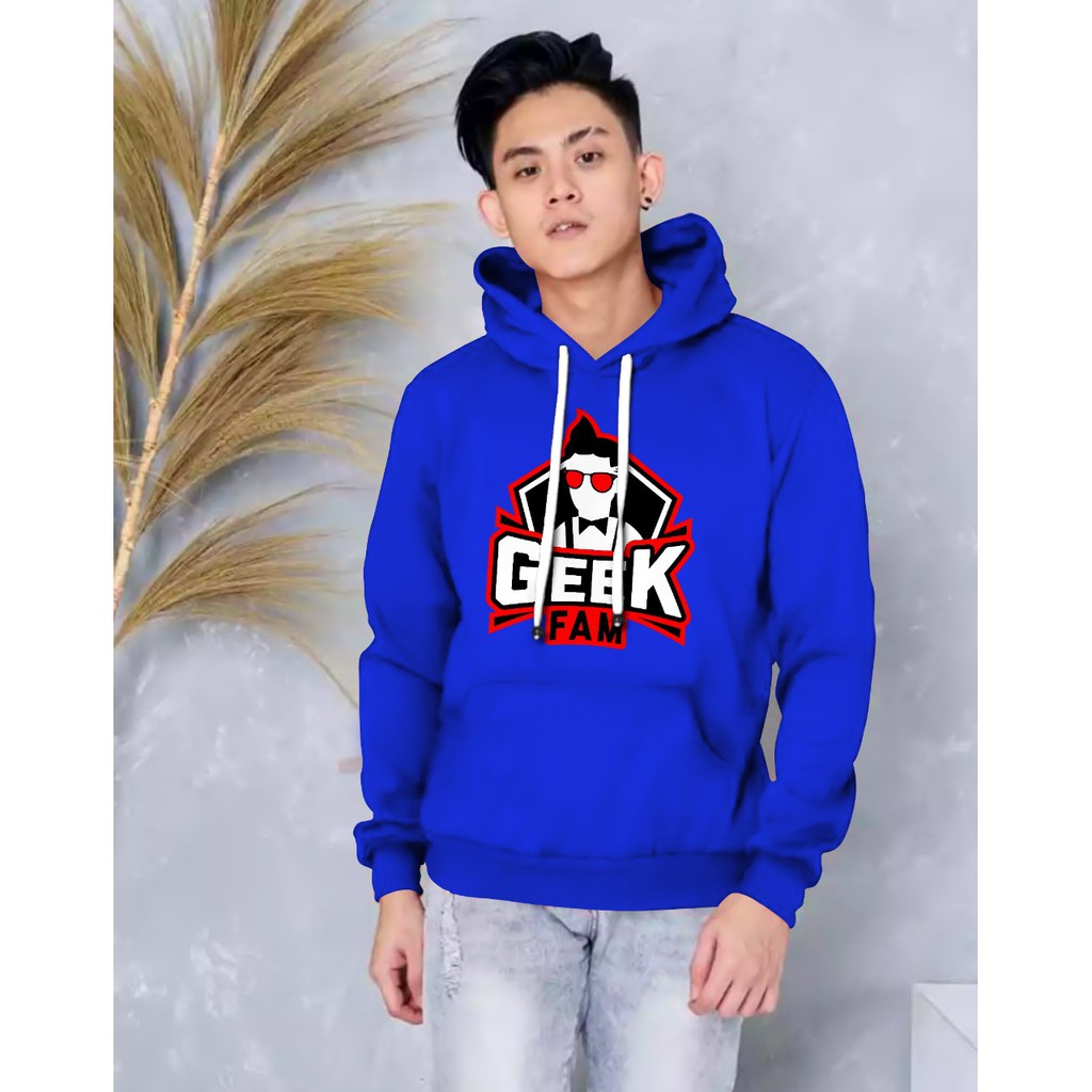 Hoodie Pria / Hodie Pria  / Jaket Pria / Sweater Hoodie Geek Fam Bahan Fleece UK L-XL