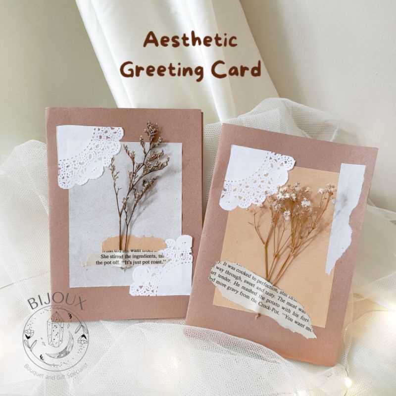 KARTU UCAPAN AESTHETIC / KARTU COKLAT / GREETING CARD / KARTU UCAPAN KOSONG / KARTU ULANG TAHUN / KA