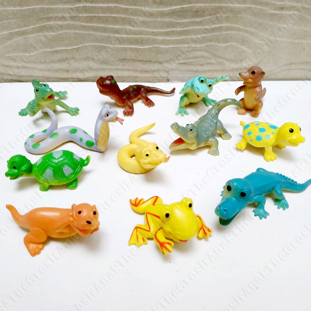 Baby Zoo 443B Reptile PREMIUM ISI 12 Mainan Miniatur Bayi Hewan Reptil Ular Buaya Kodok