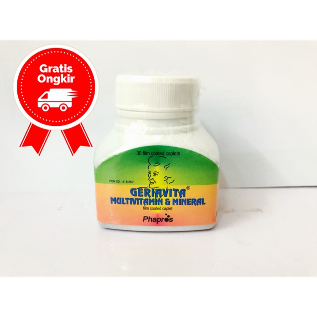GERIAVITA MULTIVITAMIN DAN MINERAL ISI 30 TABLET (Vitamin C 500 mg)