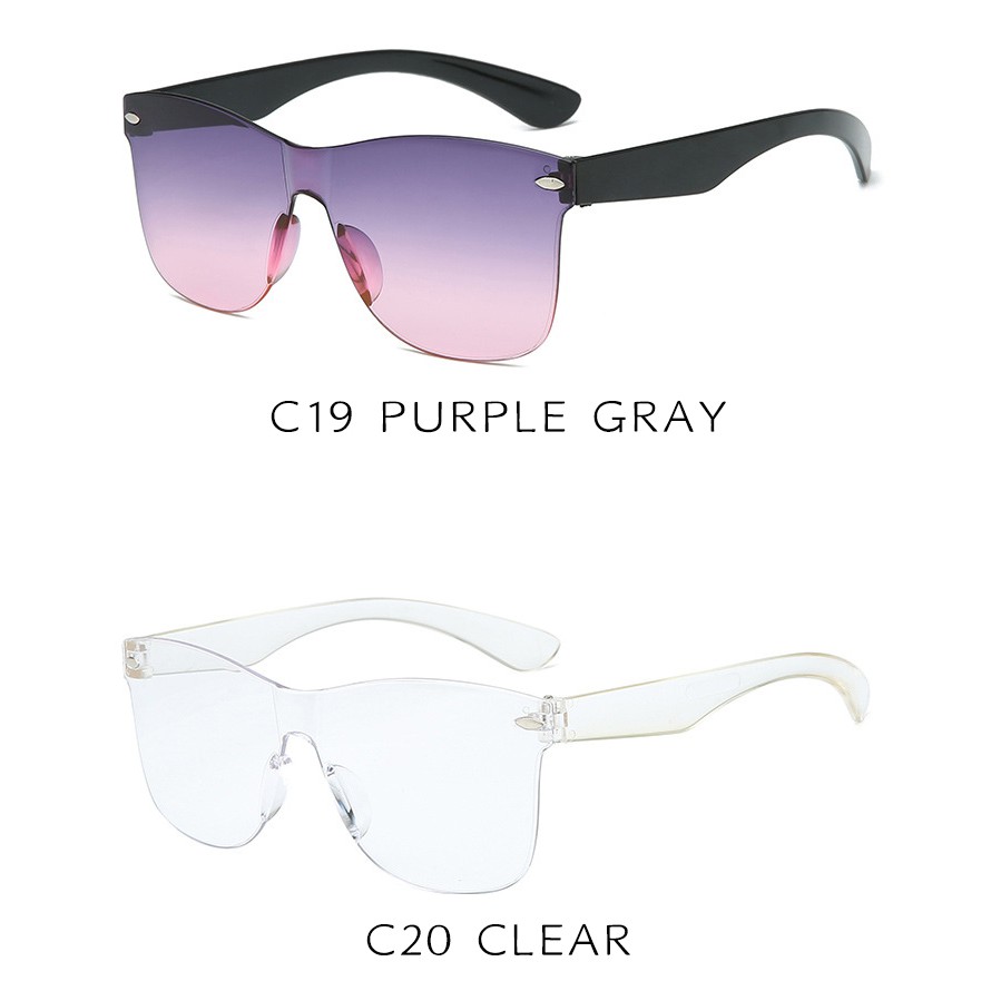 (YUZHU) Bayar di Tempat Trendy Oversized Candy Color Kacamata Hitam Wanita/Pria Square Sunglasses