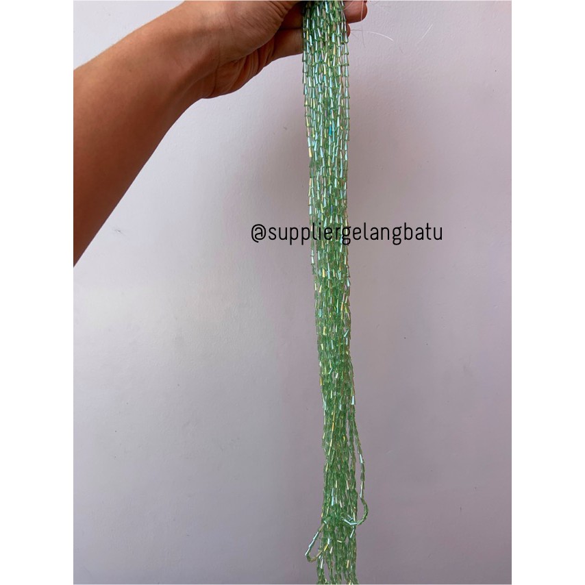 kristal terompet 8 x 4mm soft green quartz crystal rajut bahan PAGODA