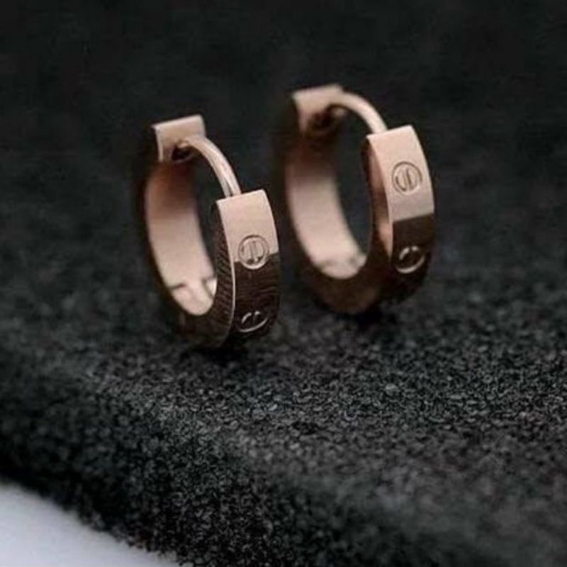 Anting-Anting Cartir Titanium Anti Karat Tidak Gatal Lapis Emas