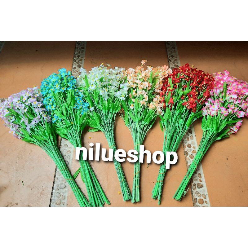 Artificial bunga mini star  12btg(1pack isi12btg)/Bunga PLastik /Bunga Dekorasi weeding /Bunga hias