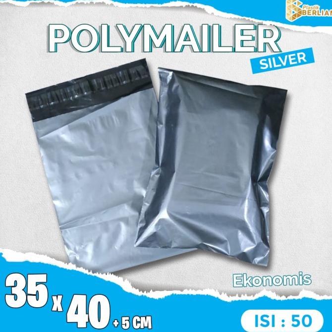 

langsung order saja] Plastik Amplop Packaging Polymailer Ekonomis 35x40 isi 50 - Silver
