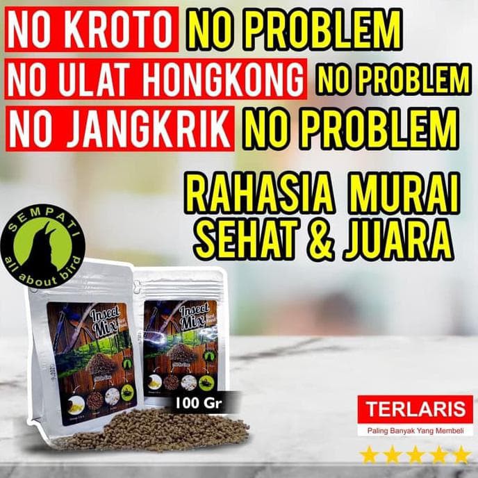INSECT MIX SEMPATI 100 GRAM PAKAN MAKANAN BURUNG MURAI KACER CENDET TANPA TAMBAHAN EXTRA FOODING