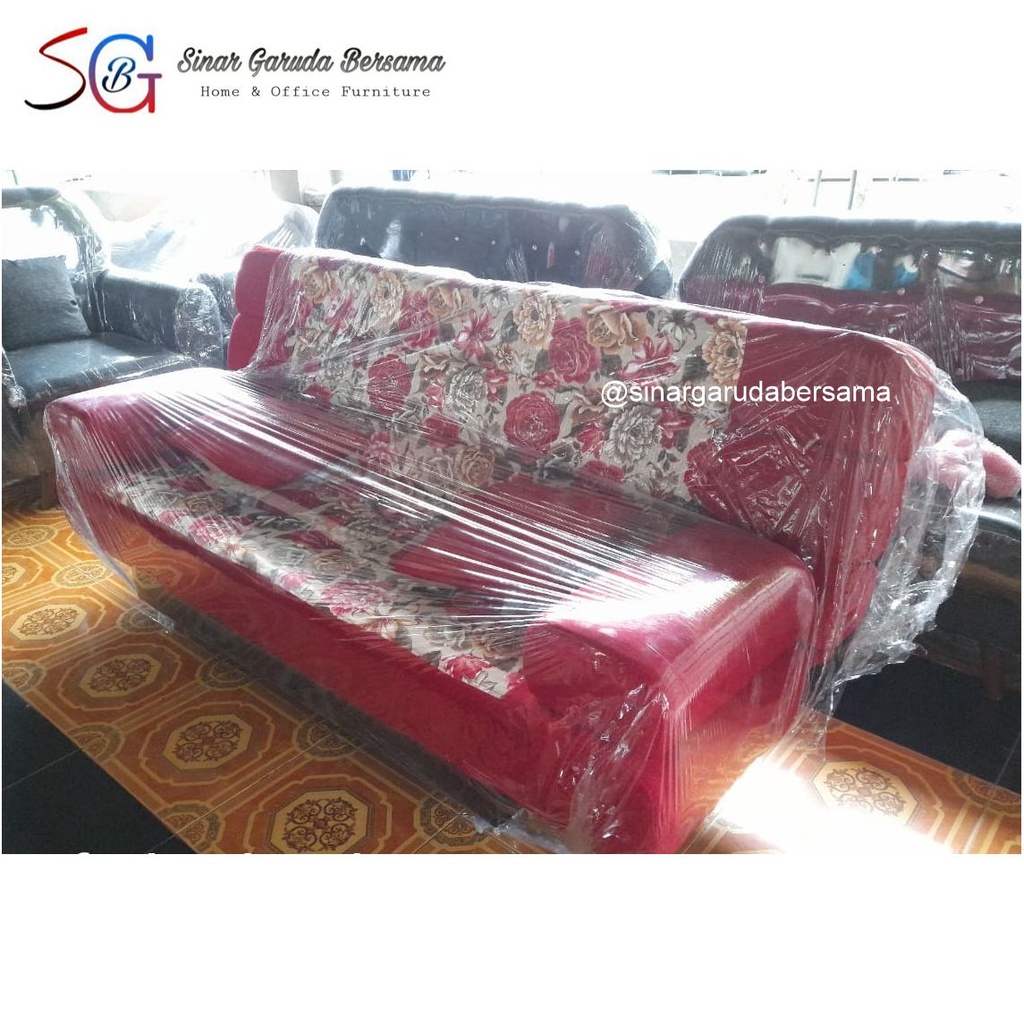 SOFA BED EMPUK JUMBO MERAH + BANTAL SOFA / SOFA TIDUR SOFA KELUARGA