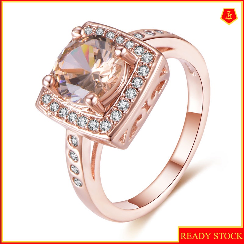 [Ready Stock]Rose Gold Inlaid Citrine Moissanite Ring