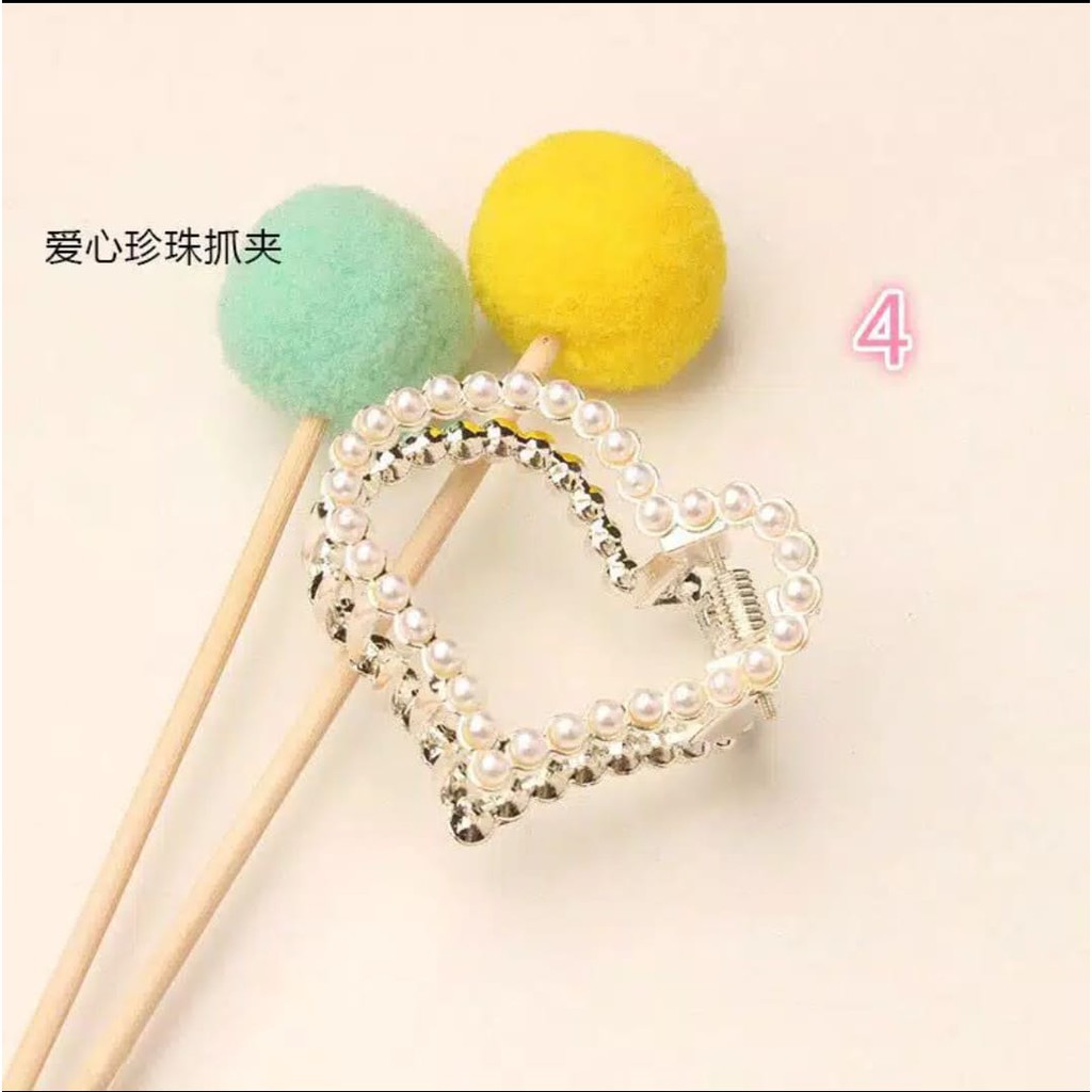 *ALIBABA1688*CODJepit Rambut Wanita korean Large Size Side Clip Pearl Hairpin Rhinestone Sweet Lovel