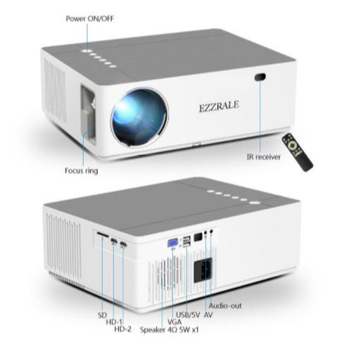 New Ezzrale Smart Android Projector EZ920 4500 Lumens (330 ANSI)