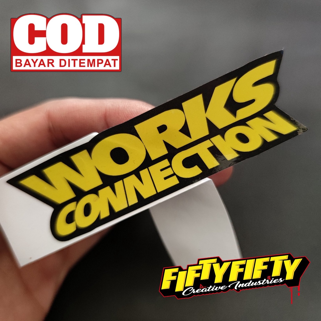 Stiker Print Cut WORK CONNECTION Stiker Printing Laminasi Glossy Tahan Air Stiker Motor Mobil Helm Sudah Membentuk Pola Desain