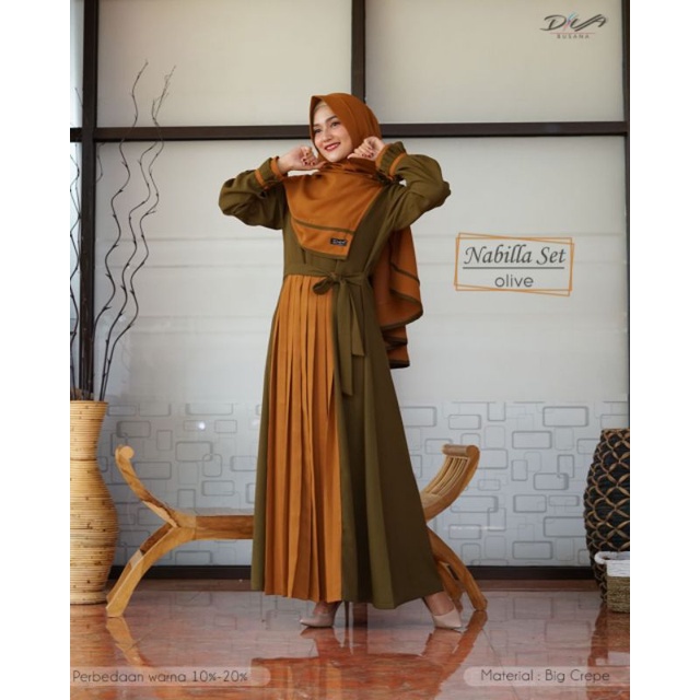 NABILA SET GAMIS BUSUI SYAR'I SET HIJAB DRESS MUSLIMAH MURAH ORIGINAL BY DIVA BUSANA
