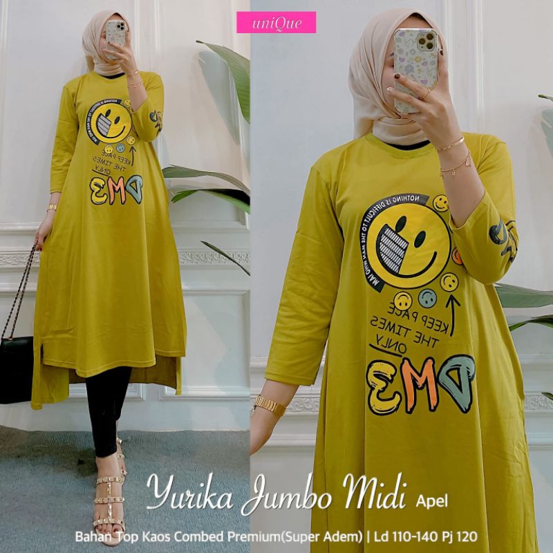 YURIKA JUMBO MIDI || Mini Dress Jumbo Bahan Combed S26