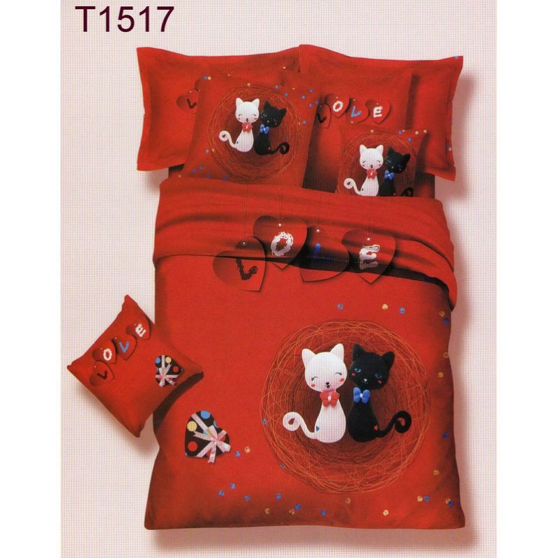 sprei katun jepang reactive kode T1517 motif kucing