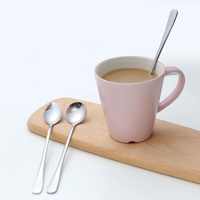 Sendok Makan Teh Korea Stainless Steel Bundar Runcing