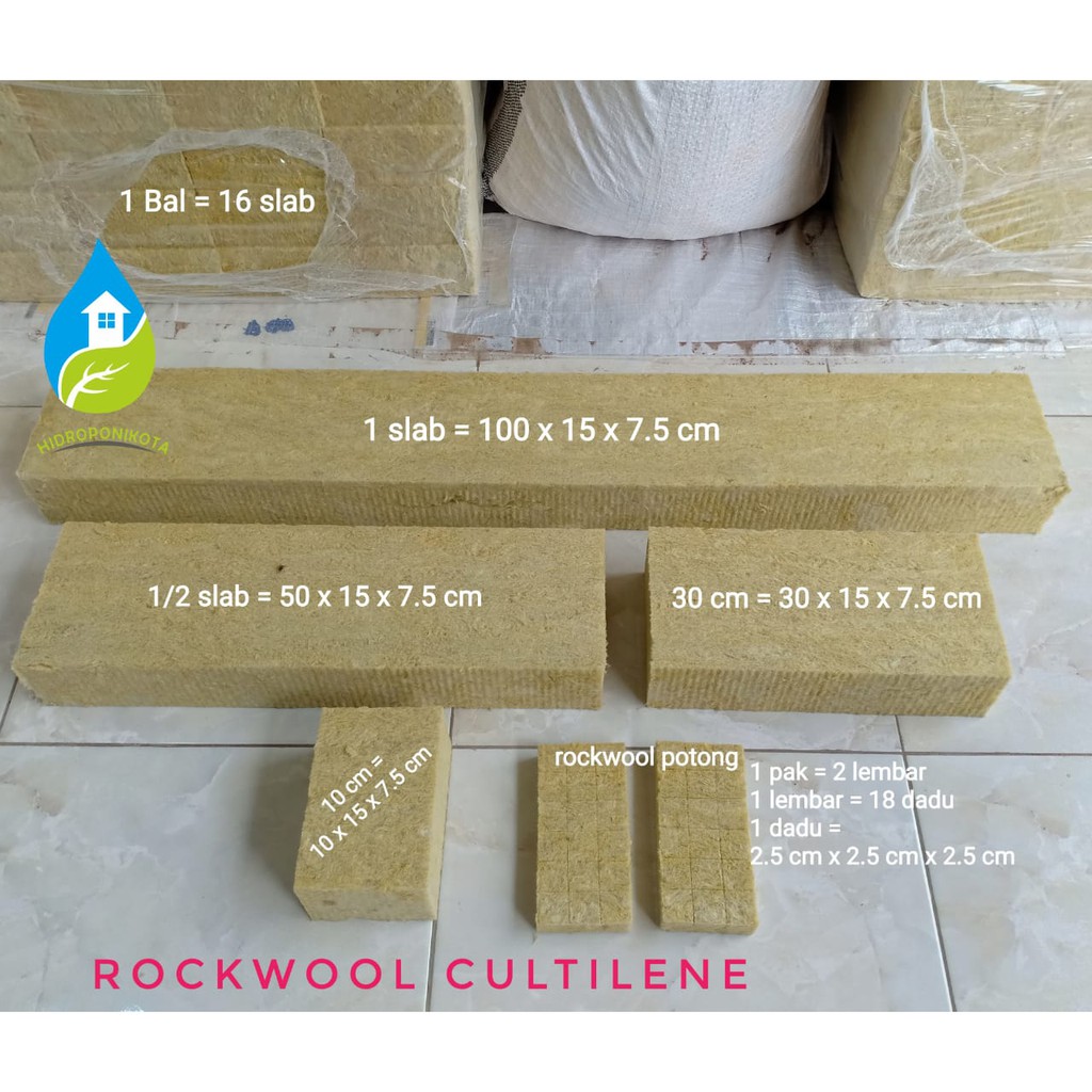 ROCKWOOL POTONG isi 36 biji - rockwool dadu - media semai - rockwool cultilene