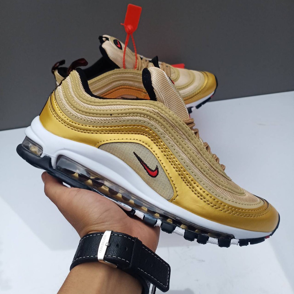 SEPATU RUNNING LARI NIKE AIR MAX 97 PRIA WANITA GOLD IMPORT TERBARU  MADE IN VIETNAM