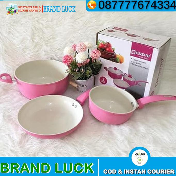 Panci Set Keramik Isi 5 Buah Wajan Anti Lengket Ceramic - Terbaik 